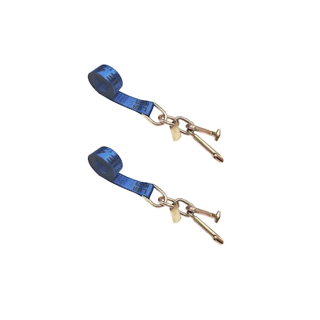 Tie 4 Safe 2" x 10' Tie Down Strap w/ TJ Cluster Hook for Wrecker Tow Truck Auto Hauling, 2PK TWS65-5210-TJ-BU-2